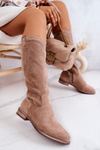 Women's Suede Openwork Boots Beige Thessie