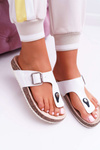 Women's Cork Flip Flops Lacquered White Palette