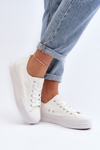 Women's White Fabric Sneakers Staneva