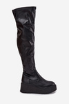 Knee High Women's Boots On Platform With Delicate Wedge Black Lydira