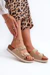 Women's Platform Sandals with Buckles Eco-Suede Beige Ursila