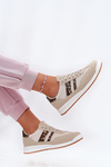 Eko Zamszowe Sneakersy Damskie Panterka Beżowe Marinils 