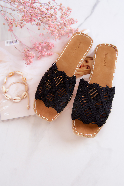 Klapki Modne Wsuwane Lekkie Czarne Polly