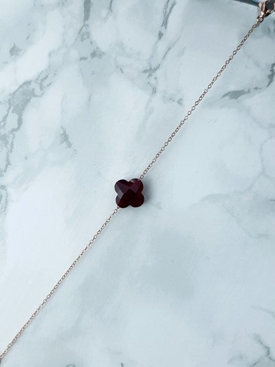 Women's Chain Bracelet Red Clover Gold Memphis