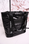 Duża Torba Shopper LAURA BIAGGI Czarna Białe Logo