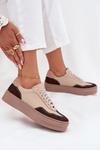Damskie Sneakersy Skóra Naturalna Platforma Beżowe Zazoo N1269S2