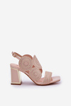 Embellished sandals on a heel beige Delariona