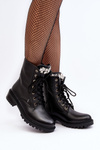 Leather Women's Boots Workery With Decoration Zazoo 1757 Black