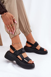 Leather Women's Platform Sandals Black Mertella