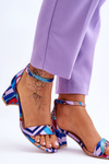 Patterned Low Heel Satin Sandals Purple-Blue Quincy