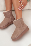 Women's Snow Boots Made of Natural Suede on Platform Beige Privine