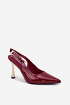 Lacquered Stilettos With Open Heel And Pointed Toes Burgundy Rivori