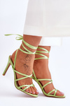 Women's Tied Sandals On A High Heel Green Meya