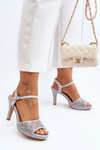 Embellished Sandals with Heel D&A MR1038-44 Silver