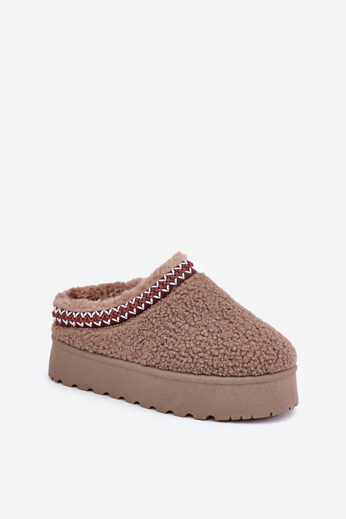 Snow Boots Slippers On A Platform With Sheepskin Brown Ovirissa