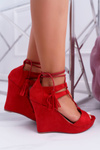 Red Suede Ankle Sandals Tessa