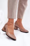 Leather Patent Heels On A Heel Vinceza 91130 Beige