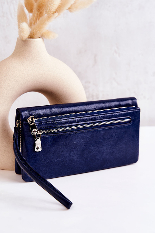 Large Leather Wallet Navy Rhodes