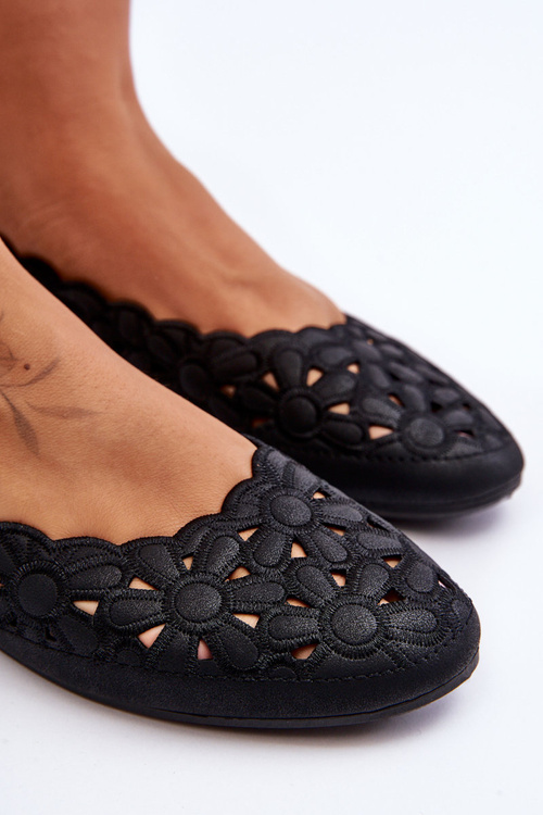 Women's Lace-Up Ballet Flats Black Visionary