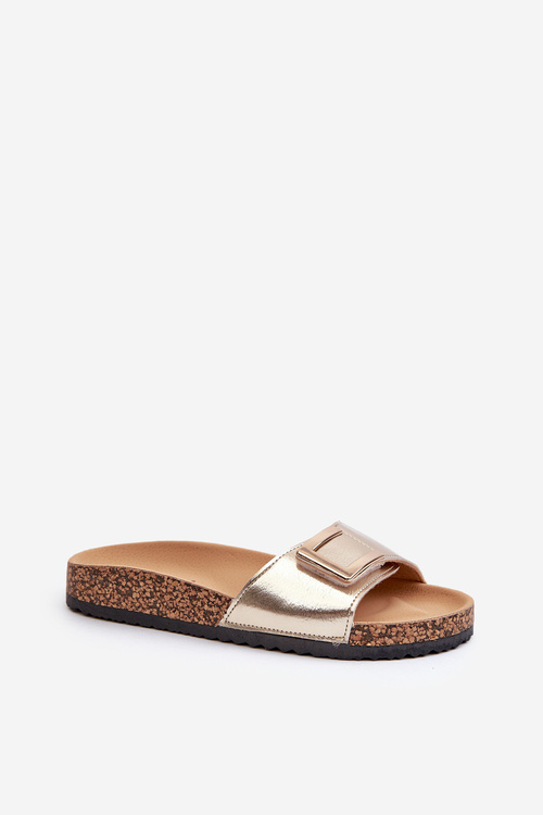 Women's Cork Platform Sandals with Gold Decoration Elleriome