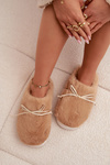 Furry slippers with bow Camel Minella