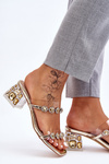 Women's Slippers With Decorative Zircons Gold Leyla