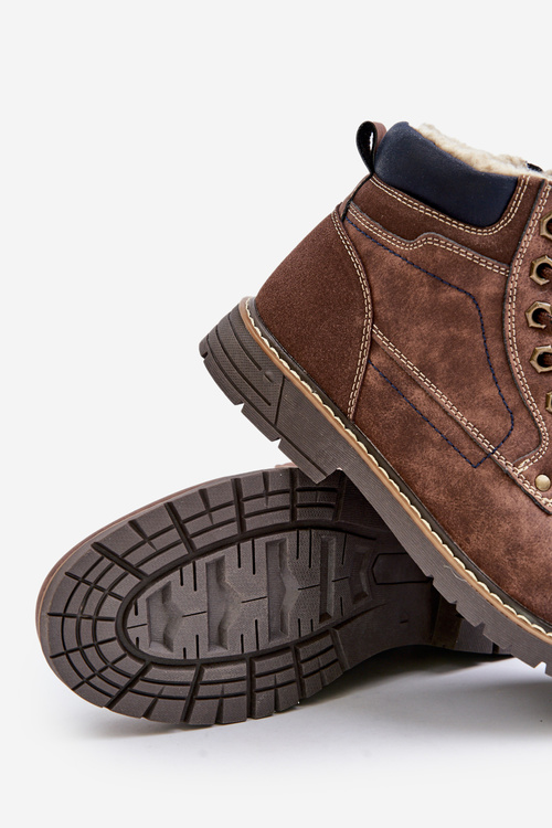 Insulated men's boots made of eco leather brown Venredia