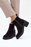 Women's Block Heel Ankle Boots with Buckle Black Nymera