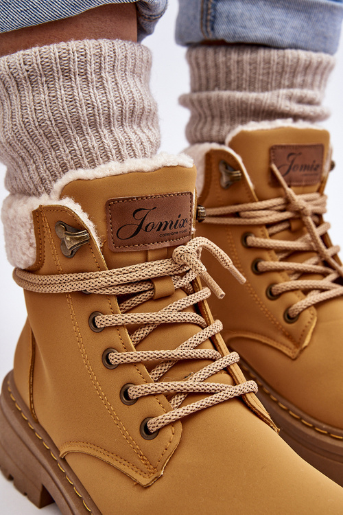 Women's Leather Trappers With Fur Camel Lynnvia