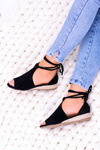 Black Suede Sandals on Light Platform Espanoso