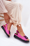 Leather Women's Wedge Sandals with Decoration Artiker 56C1571 Fuchsia