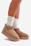 Women's Suede Snow Boots On Platform Beige Nereviana