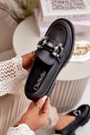 Ladies Leather Moccasins With Decoration Black CheBello 4369