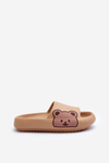 Women's Lightweight Foam Slippers with Bear Motif Dark Beige Parisso