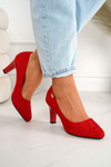 Classic Women's Pumps On A Block Heel Suede Red Eleanor
