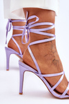Women's Tied Sandals On A High Heel Purple Meya