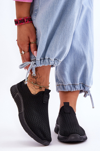 Buty Sportowe Klasyczne Wsuwane Czarne Frankie QH515