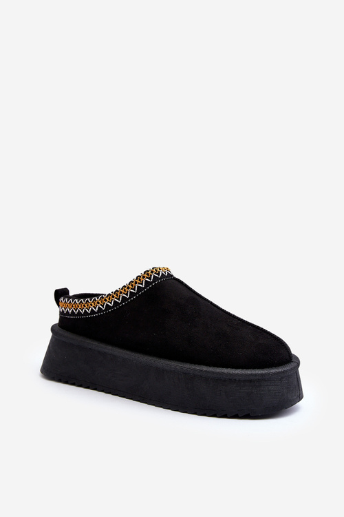 Slippers with Thick Sole in Black Eco Suede Sylva