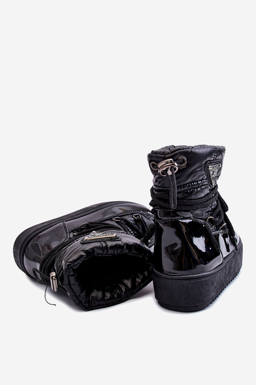 Warm Lace Up Snow Boots Black Colina