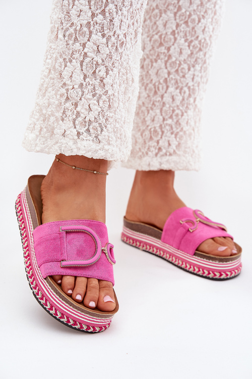 Women's Platform Slippers With Decoration Fuchsia Daphira