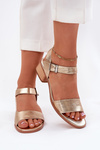 Leather Ladies Sandals With Heel Maciejka N6802-25 Gold