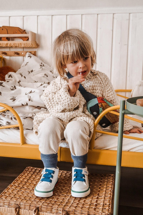 Children's High Sneakers With Welt White Navy Blue Baxter