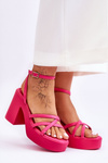 Fashionable High Heels Sandals With Straps Fuchsia Shemira