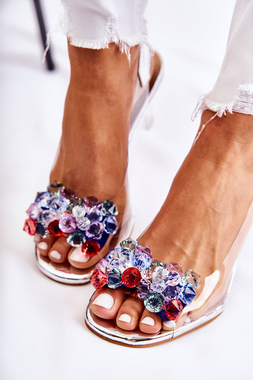 Elegant Pumps With Ornament Silver Amalia