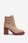 Suede Heeled Boots Beige Makeline