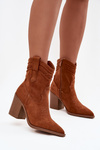 Women's cowboy ankle boots on heel Camel Jessa