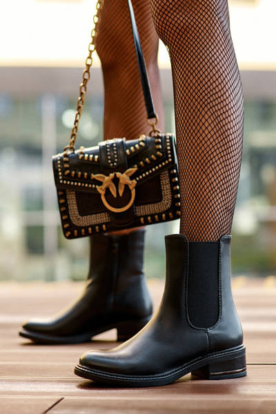 Women's Low Leather Boots Ankle Boots Black Tyber