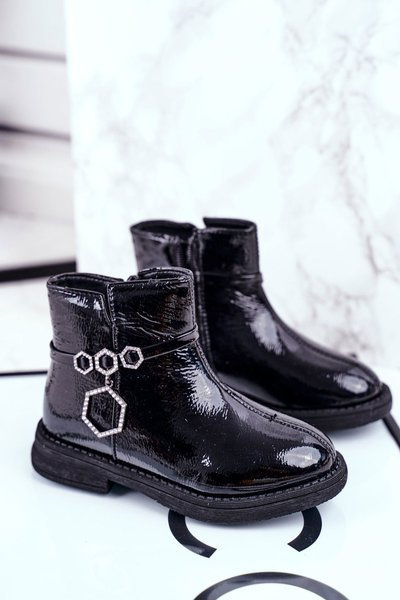 Children's Boots Lacquered Black Fami
