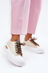 Women's Sneakers On Massive Platform With Decorative Lacing Beige Zidora
