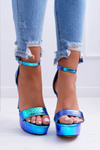 Women's Platform Stiletto Sandals Petrol Blue ShakeIt